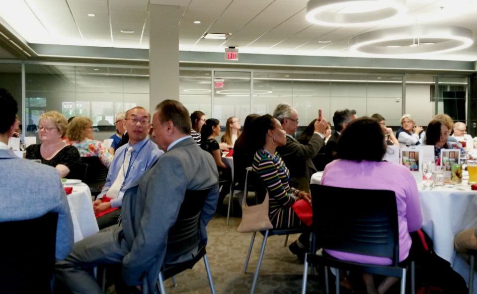 Members of ACHTUS and their guests attend a "Banquet y Fiesta" June 4 at the University of Dayton as part of the 2019 ACHTUS Colloquium. (NCR photo/Maria Benevento)