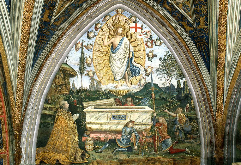Renaissance master Pintoricchio’s fresco of "The Resurrection" in the Vatican's Borgia Apartments is seen in this 2013 photo provided by the Vatican Museums. (CNS/Courtesy of Vatican Museums)