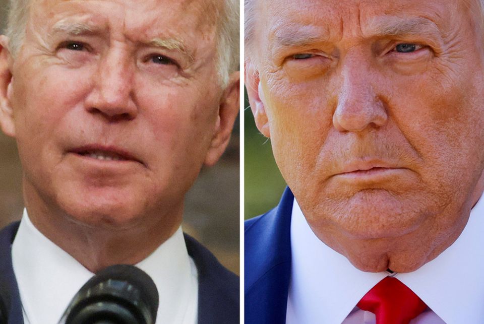 President Joe Biden and former President Donald Trump are seen in this composite photo. (CNS composite/Photos by Leah Millis, Reuters, and Carlos Barria, Reuters)