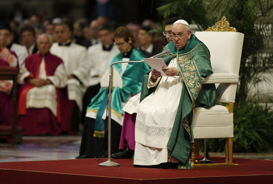 Pope Francis gives the homily during a Mass with new cardinals in St. Peter's Basilica Aug. 30 at the Vatican. (CNS/Paul Haring) Pope Francis gives the homily during a Mass with new cardinals in St. Peter's Basilica Aug. 30 at the Vatican. (CNS/Paul Haring)