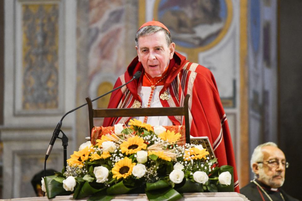 Cardinal Kurt Koch, president of the Pontifical Council for Promoting Christian Unity, is pictured during an ecumenical service at the Basilica of St. Bartholomew in Rome April 25, 2021. (CNS photo/Paolo Galosi, KNA)