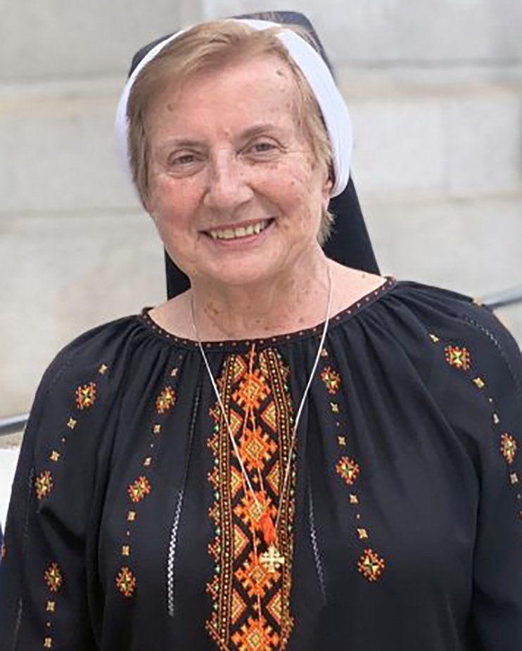 Sister Ann Laszok, a Sister of St. Basil the Great in Jenkintown, Pa., is seen during an Aug. 24, 2022, celebration of Ukraine's Independence Day, held at Philadelphia’s City Hall