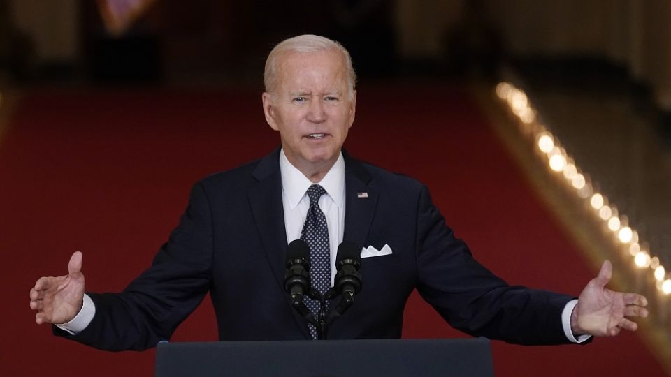 President Joe Biden speaks about the latest round of mass shootings, from the East Room of the White House in Washington June 2, 2022.