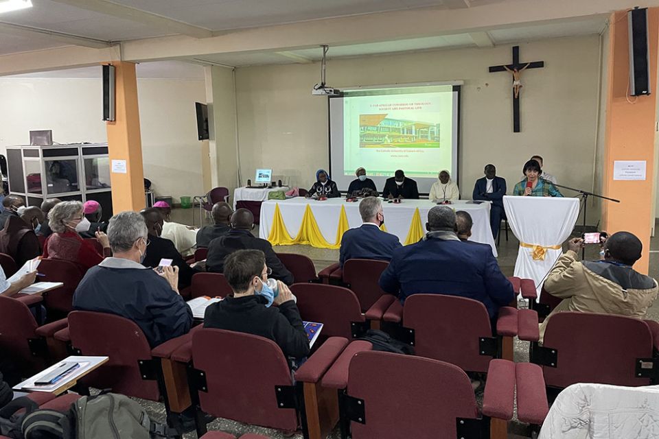 Emilce Cuda speaks at the Pan-African Catholic Congress on Theology, Society and Pastoral Life on July 19 in Nairobi, Kenya. (NCR photo/Christopher White)