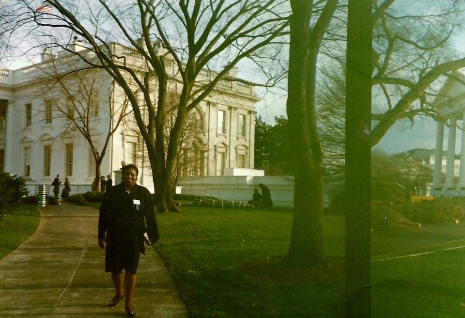 Hazel Johnson pictured outside of the White House in Washington, D.C. (Courtesy of People for Community Recovery)
