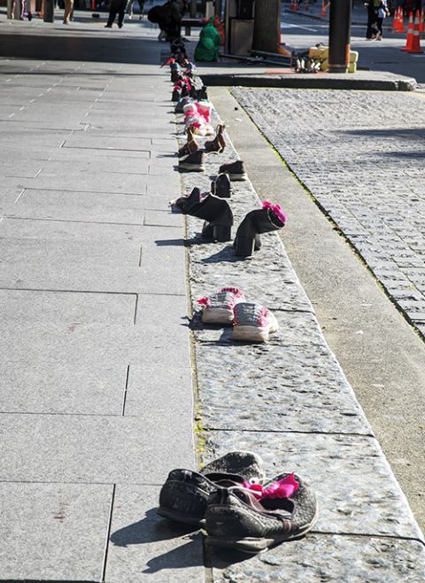 Women's shoes are seen during the "Pink Shoes into the Vatican" event Sept. 18 in Auckland, New Zealand. (Courtesy of Luc Powell)