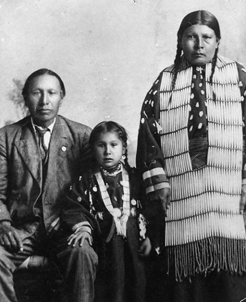 Nicholas Black Elk with his daughter, Lucy Black Elk, and his wife, Anna Brings White (Denver Public Library Special Collections)