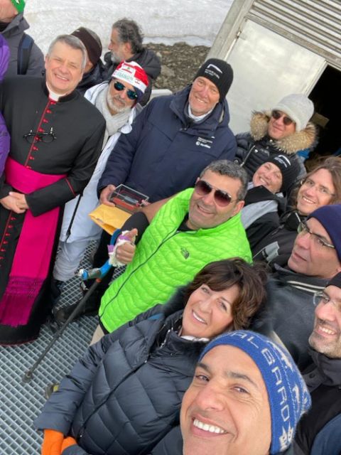 Msgr. Lucio Ruiz (left) and Michael Haddad (right) with members of the Global Seed Vault. (Courtesy of Msgr. Lucio Ruiz)