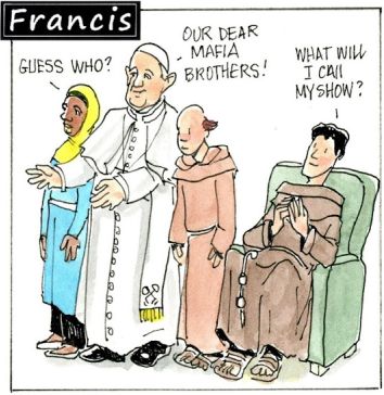 Francis, the comic strip: Francis finds a new gig for Brother Fabio.