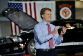 Rep. Joe Kennedy III, D-Massachusetts, a Catholic, takes the stage Jan. 30 in Fall River, Massachusetts, to deliver the Democratic rebuttal to President Donald Trump's first State of the Union address. (CNS/Reuters/Brian Snyder)