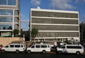 Israeli police vans parked in front of the British Embassy to Israel in Tel Aviv