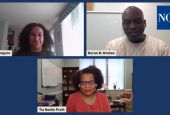 NCR culture/opinion editor Olga Segura speaks to Tia Noelle Pratt, courtesy assistant professor of sociology at Villanova University, and Byron Wratee, a doctoral candidate in systematic theology at Boston College. (NCR screengrab/YouTube)